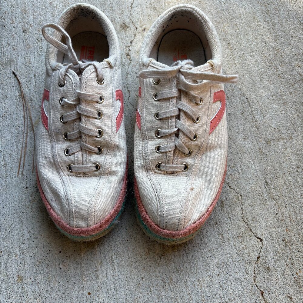 Tretorn Espadrille Sneakers Cream Blue and Pink Size 8